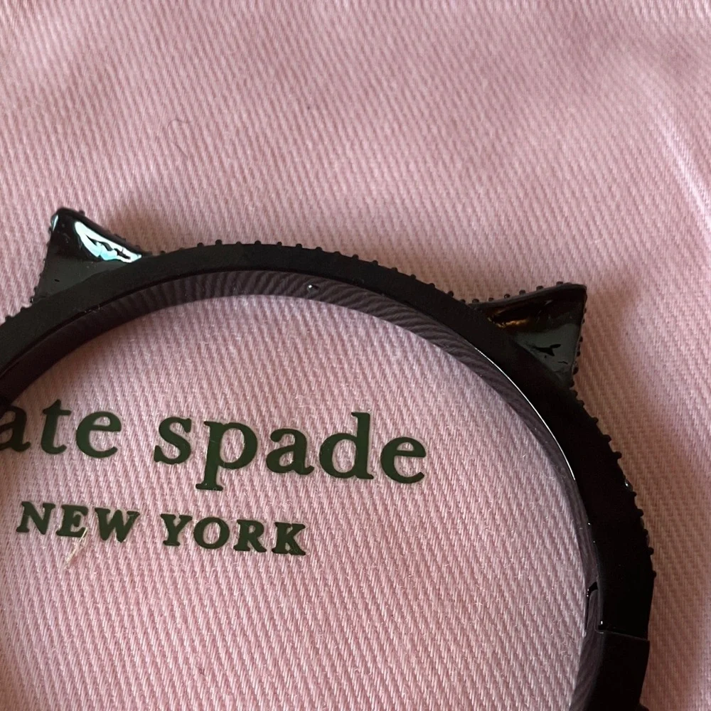 Kate Spade: Black Cat Ear “Jazz Things Up” Sparkle Bracelet- Clasp- Dust Bag - Picture 15 of 16